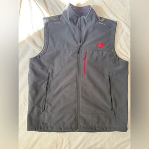 The North Face Men's Dark Gray Vest with Red Accents